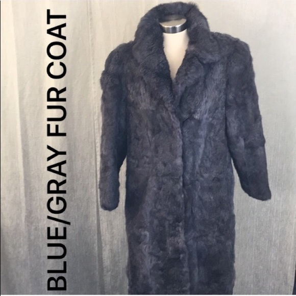 Jackets & Blazers - ⭐️ BLUE GRAY FULL LENGTH RABBIT FUR COAT 💯AUTH
